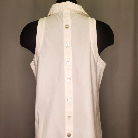 SPENSE White Button Down Sleveless Cotton Dress - Picture 4 of 6